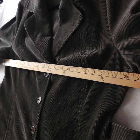 Caslon Vintage Corduroy Jacket Olive Green Belted 100% Cotton Petite Large - Picture 3 of 10